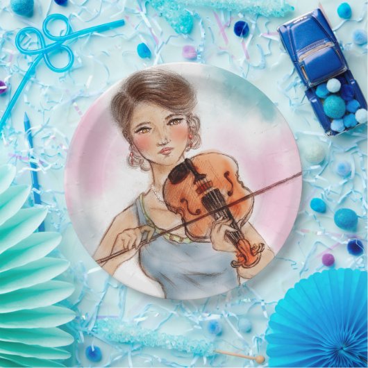 Kleurrijk, geïllustreerd papieren bord - Violin (Feest)