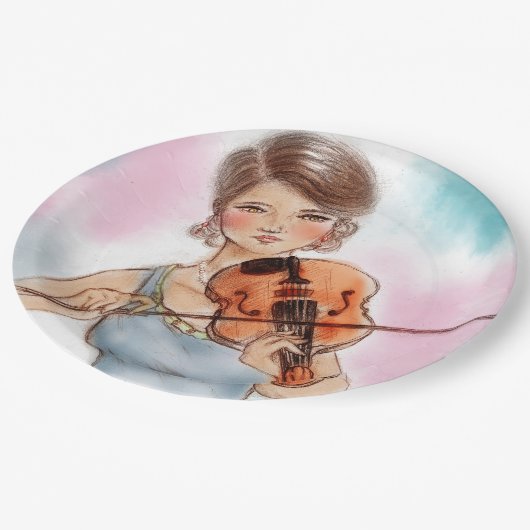 Kleurrijk, geïllustreerd papieren bord - Violin (Gekanteld)