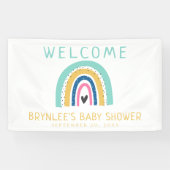Kleurrijk geïllustreerd pasteelregenboogBaby showe Spandoek (Horizontaal)