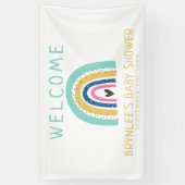 Kleurrijk geïllustreerd pasteelregenboogBaby showe Spandoek (Verticaal)