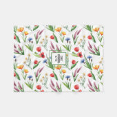 Kleurrijk geïllustreerd patroon van wilde bloemen fleece deken (Voorkant (Horizontaal))