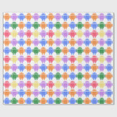 Kleurrijk geïllustreerd robotpatroon cadeaupapier (Vlak)