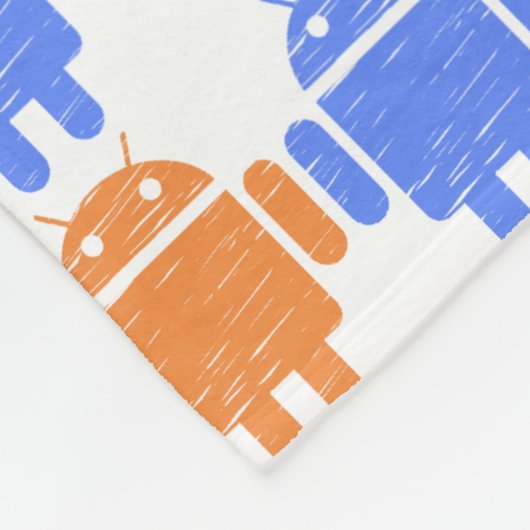 Kleurrijk geïllustreerd robotpatroon fleece deken (Hoek)