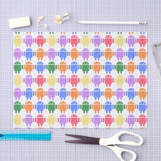 Kleurrijk geïllustreerd robotpatroon tissuepapier (Craft)