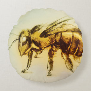 Kleurrijk geïllustreerd rond kussen - Bee