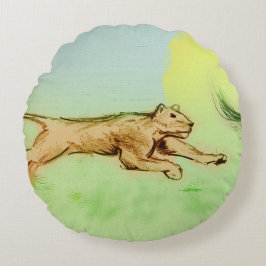 Kleurrijk geïllustreerd rond kussen - Chase