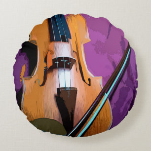Kleurrijk geïllustreerd rond kussen - Viola