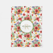 Kleurrijk geïllustreerd Wildbloem, papavers Patroo Fleece Deken (Voorkant)