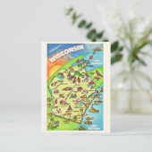 Kleurrijk geïllustreerd Wisconsin Briefkaart (Staand voorkant)