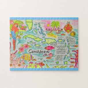 Kleurrijk geïllustreerde 11x14 eilanden legpuzzel