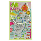 Kleurrijk geïllustreerde Eilanden Gift Bag Klein Cadeauzakje (Achterkant)