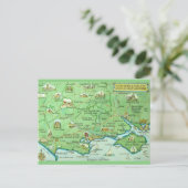 Kleurrijk geïllustreerde kaart Hampshire Engeland (Staand voorkant)