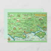 Kleurrijk geïllustreerde kaart Hampshire Engeland (Voorkant / Achterkant)