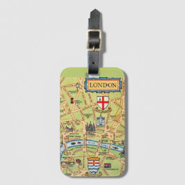 Kleurrijk geïllustreerde kaart van Londen Engeland Bagagelabel