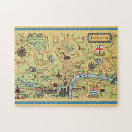 Kleurrijk geïllustreerde kaart van Londen Engeland Legpuzzel