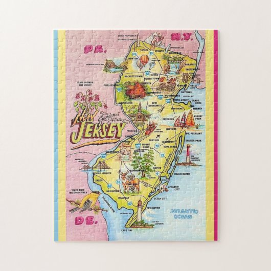 Kleurrijk geïllustreerde puzzel van New Jersey van (Verticaal)