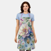 Kleurrijk  geïnspireerd bloemmotief schort (Gedragen)