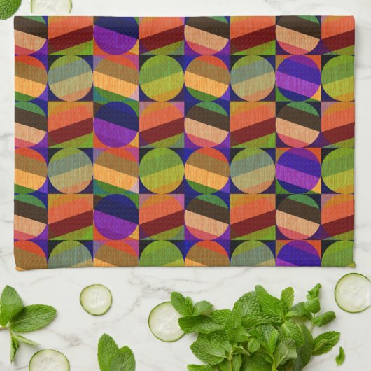 Kleurrijk  geïnspireerd patroon theedoek (Gevouwen)
