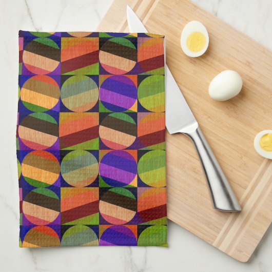 Kleurrijk  geïnspireerd patroon theedoek (Quarter Fold)