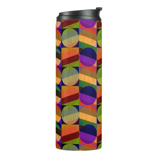 Kleurrijk  geïnspireerd patroon thermosbeker (Gedraaid links)