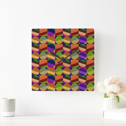 Kleurrijk  geïnspireerd patroon vierkante klok (Huis)