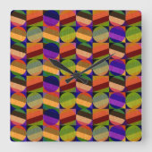 Kleurrijk  geïnspireerd patroon vierkante klok (Voorkant)