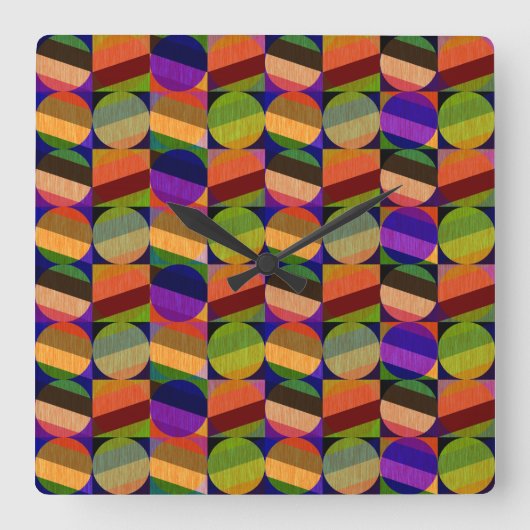 Kleurrijk  geïnspireerd patroon vierkante klok (Voorkant)