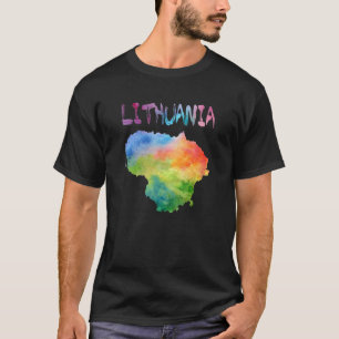 Kleurrijk geïsoleerd Litouwen - kaart in Waterverf T-shirt