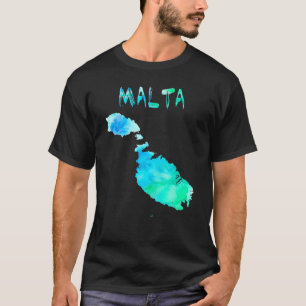 Kleurrijk geïsoleerd Malta - kaart in Waterverf kl T-shirt