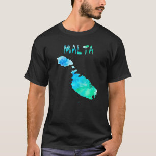 Kleurrijk geïsoleerd Malta - kaart in Waterverf kl T-shirt