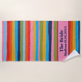 Kleurrijk gekarteld strepenpatroon voor de bruid strandlaken