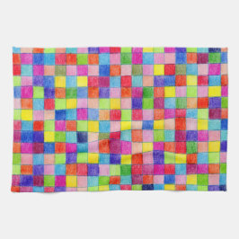 Kleurrijk gekleurd in vierkant patroon voor grafis theedoek
