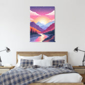Kleurrijk Gelaagd Berglandschap Zonsondergang Canvas Afdruk (Insitu (Slaapkamer))