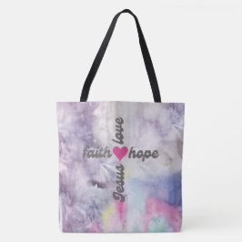 Kleurrijk Geloof Hoop Liefde Jezus Kruis Tote Bag