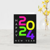 Kleurrijk Gelukkig Nieuwjaar 2024 Familie Matching Kaart (Gele Bloem)