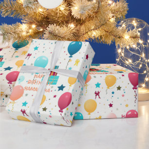 Kleurrijk gelukkig verjaardagspatroon cadeaupapier