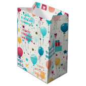 Kleurrijk gelukkig verjaardagspatroon medium cadeauzakje (Achterkant Gekanteld)