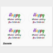 Kleurrijk Gelukkig Welke vakantie je ook viert! Ovale Sticker (Vel)