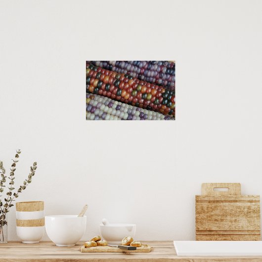 Kleurrijk Gem Corn op de Cob. Poster (Keuken)