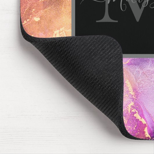 Kleurrijk gemarmerd monogram muismat (Hoek)