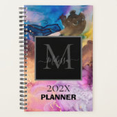 Kleurrijk gemarmerd monogram  planner (Voorkant)