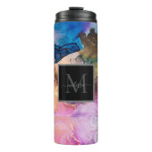 Kleurrijk gemarmerd monogram thermosbeker (Voorkant)