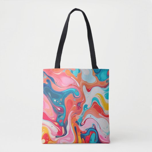 Kleurrijk gemarmerd ontwerp van de patroonverf tote bag (Voorkant)