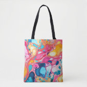 Kleurrijk gemarmerd ontwerp van de patroonverf tote bag (Voorkant)