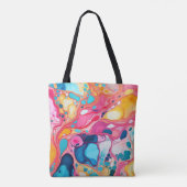 Kleurrijk gemarmerd ontwerp van de patroonverf tote bag (Achterkant)
