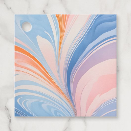 Kleurrijk gemarmerd papier kunst cadeau labels (Voorkant)