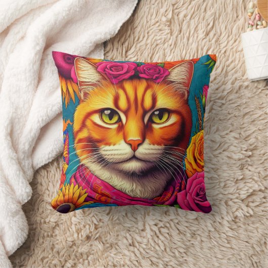 Kleurrijk gember kattenkussen! kussen (Deken)