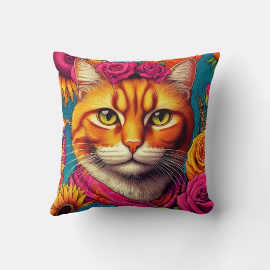 Kleurrijk gember kattenkussen! kussen (Achterkant)