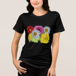 Kleurrijk gemengd bloemtuin bloeiend ontwerp Tri-Blend shirt
