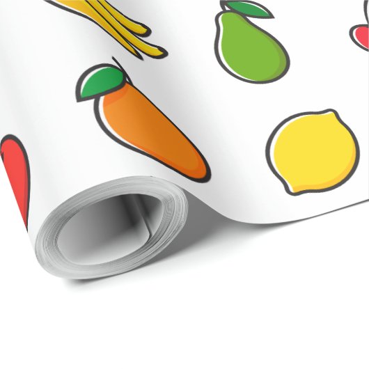 Kleurrijk gemengd fruitpatroon cadeaupapier (Rol Hoek)